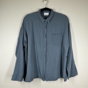 PARACHUTE Gray Organic Cotton Gauze Long Sleeve Button Up Top Oversized Shirt XL